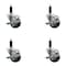 Service Caster 3'' SS Thermoplastic Rubber Swivel 1'' Expanding Stem Caster Set with Brake, 4PK SCC-SSEX20S314-TPRB-TLB-1-4 - alternate 1